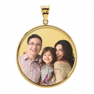 Large Round w  bezel frame and protective crystal Picture Pendant