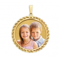 Large Round with Rope Frame Photo Pendant