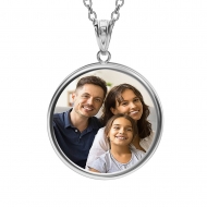 Petite Round W  Plain Bezel Photo Pendant