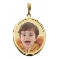 Small Oval w Bezel Frame Photo Pendant Picture Charm