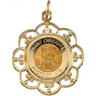 14K Gold Saint Christopher Medal