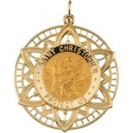 14K Gold Saint Christopher Medal