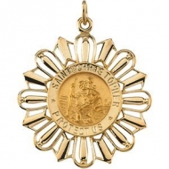 14K Gold Saint Christopher Medal