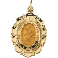 14K Gold Saint Christopher Medal