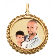 Small Round w  Rope Frame Picture Pendant