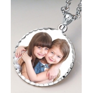 Medium Round with Diamond Cut Edge Picture Pendant