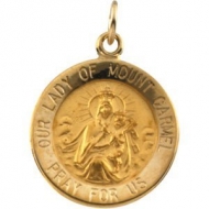 14k Gold Our Lady of Mt Carmel Medal