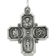 14K White Gold Four Way Medal
