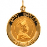 14K Gold Saint Charles Medal