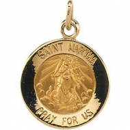 14K Gold Saint Martha Medal