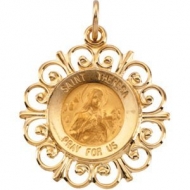 14K Gold Saint Theresa Medal