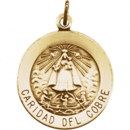 14K Gold Caridad Del Cobre Medal