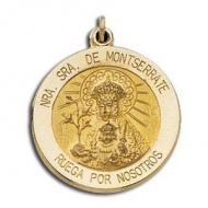 14K Yellow Gold Our Lady of Montserrate Medal