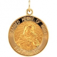 14K Gold Sacred Heart of Mary Medal