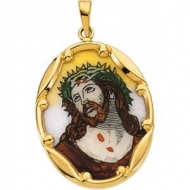 14k Gold and Porcelain Ecce Homo Medal