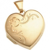 14k Yellow Gold Heart Locket