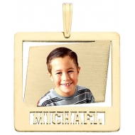 Square w  Name Cut Photo Pendant Picture Charm