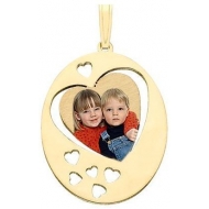 Oval W  Heart Cut Out Design Photo Pendant Picture Charm
