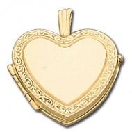 Solid 14k Yellow Heart Shape Yellow  Picture Locket