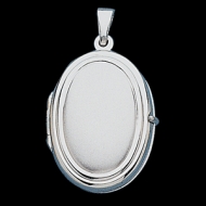 14k White Gold Oval Picture Locket