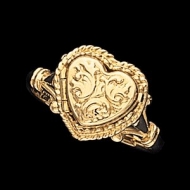 14k Yellow Heart Locket Ring