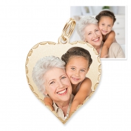 Petite Heart with Diamond Cut Edge Photo Pendant Picture Charm