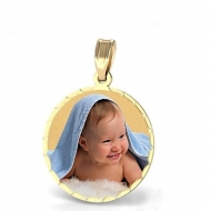 Petite Round w  diamond cut edge Picture Charm