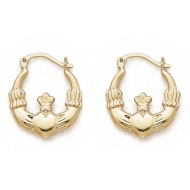 14K YELLOW CLADDAGH HOOP  OVER 1 2 INCH 