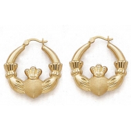 14K YELLOW CLADDAGH HOOP   JUST UNDER 1 INCH 