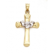 14k Yellow Gold Claddah Celtic Cross
