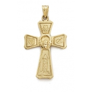 14k Yellow Gold Claddah Celtic Cross