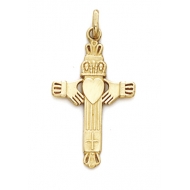 14k Yellow Gold Claddah Celtic Cross