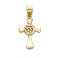 14k Yellow Gold Claddah Celtic Cross
