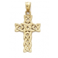 14k Yellow Gold Claddah Celtic Cross