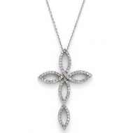 14k White Gold   Diamond Celtic Cross