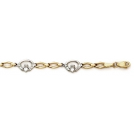 14k White   Yellow Gold Claddagh Bracelet