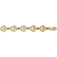 14k Yellow Gold Claddagh Bracelet