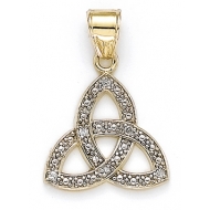 14K Yellow Gold Four Leaf Clover Diamond Pendant