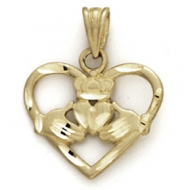 14K Yellow Gold Claddagh Charm