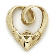 14K Yellow Gold Claddagh Charm