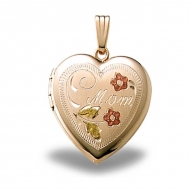 Solid 14K Yellow Gold Heart w  Mom Engraved Locket