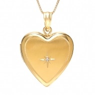 Solid 14k Heart Locket w  Genuine Diamond