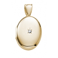 Solid 14K Yellow Gold Premium Weight Diamond Oval Locket