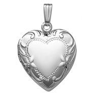 14k White Gold Heart Locket