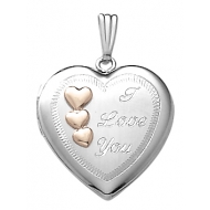14k White Gold  I Love You  Heart Locket