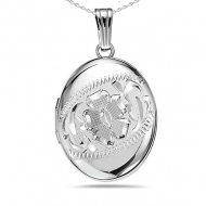 Sterling Silver Hand Engraved Oval