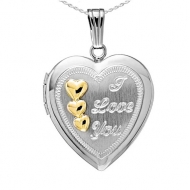 Sterling Silver Heart Locket w  I Love You