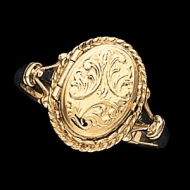 14k Yellow Oval Locket Ring
