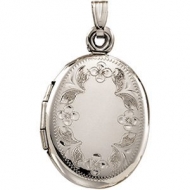 14k White Gold Oval Picture Locket