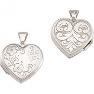 Sterling Silver Heart  I Love You  Picture Locket